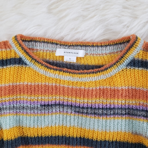 EUC Avantlook Lightweight Multicolor Stripe Oversized Sweater Drop Shoulder Sz S - Picture 6 of 12